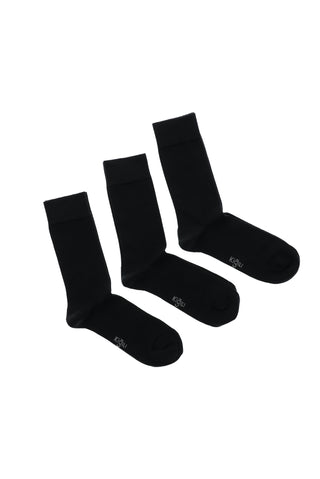  Siyah 3'lü Pamuklu Dikişsiz Çorap Seti