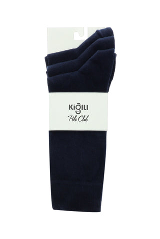  Lacivert 3'lü Pamuklu Likral? Esnek Diki?siz Çorap Seti-Ki??l?