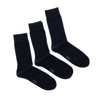Navy Blue 3-Pack Cotton Lycra Stretch Seamless Sock Set