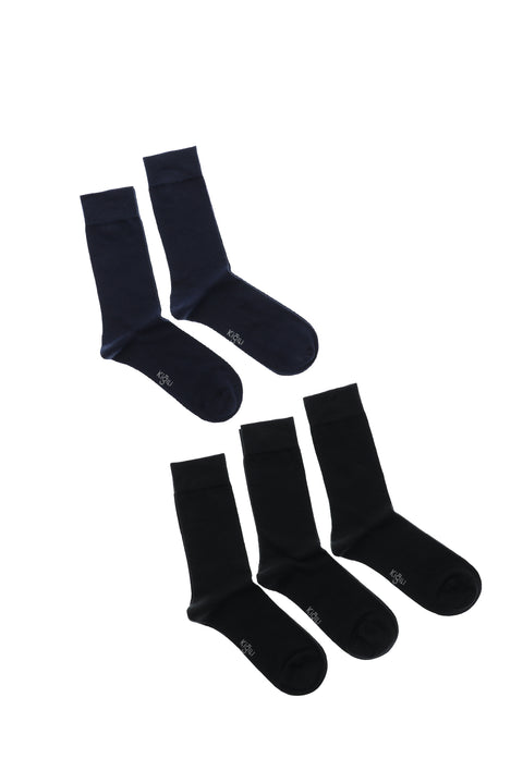 Siyah Lacivert 5'li Pamuklu Likralı Esnek Dikişsiz Çorap Seti