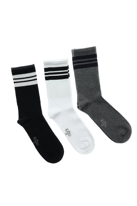 Çok Renkli 3'lü Uzun Erkek Dikişsiz Tenis Çorap Seti