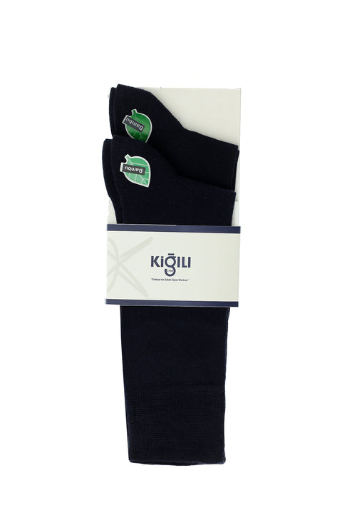 Navy Blue 2-Pack Bamboo Blend Patterned Socks