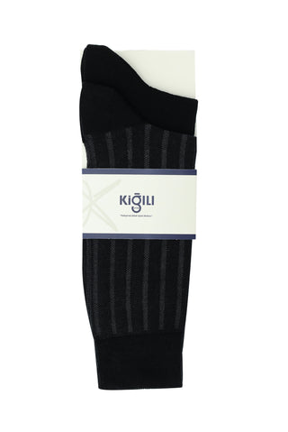  Siyah 2'li Desenli Pamuklu Çorap Seti