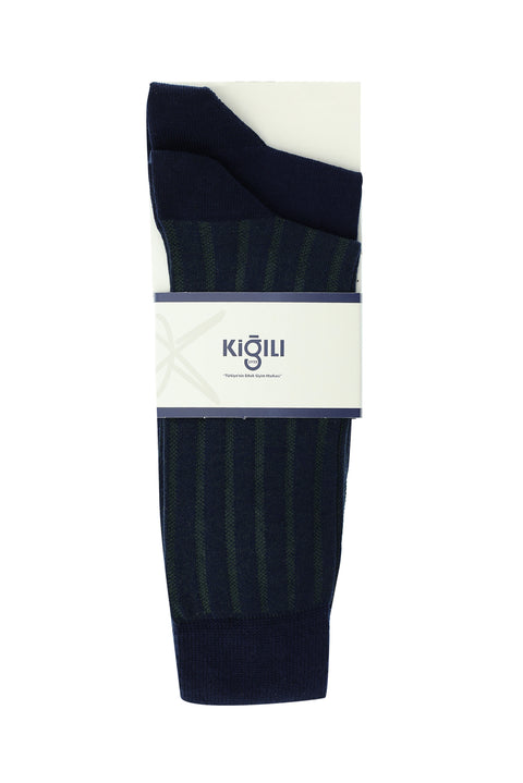 Açık Lacivert 2'li Desenli Pamuklu Çorap Seti