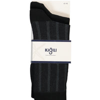 Koyu Siyah 2'li Pamuklu Çizgili Likralı Esnek Çorap Seti