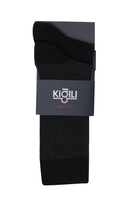 Siyah 2'li Desenli Pamuklu Çorap Seti