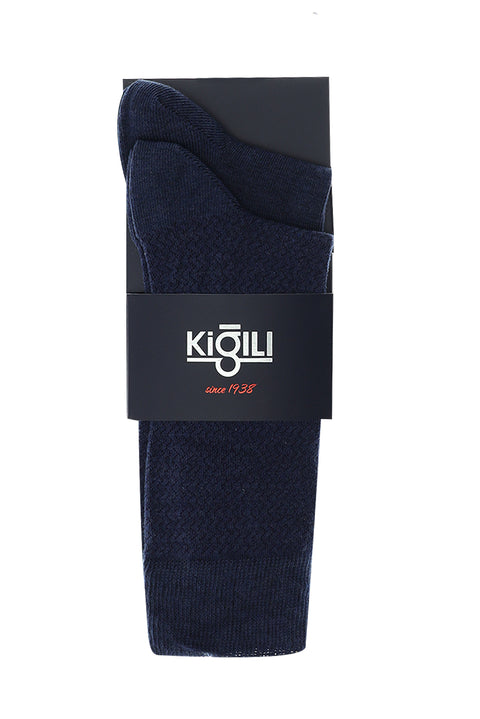 İndigo Melanj 2'li Desenli Pamuklu Çorap Seti