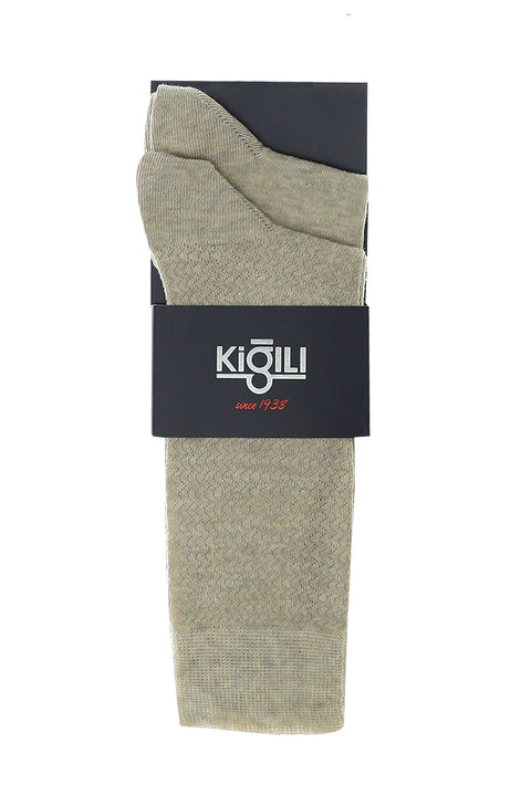 Medium Beige 2-Pack Patterned Cotton Socks Set