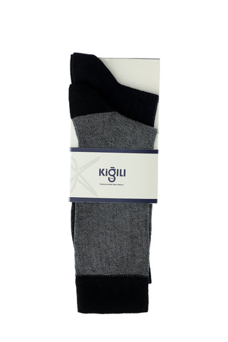  Siyah 2'li Pamuklu Desenli Çorap Seti