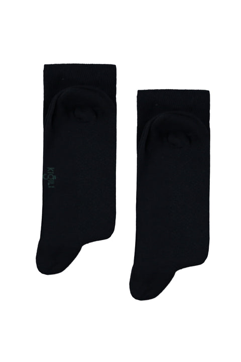 Koyu Lacivert 2'li Pamuklu Likralı Esnek Desenli Çorap Seti