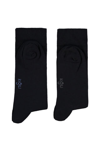  Koyu Lacivert 2'li Pamuklu Likralı Esnek Desenli Çorap Seti