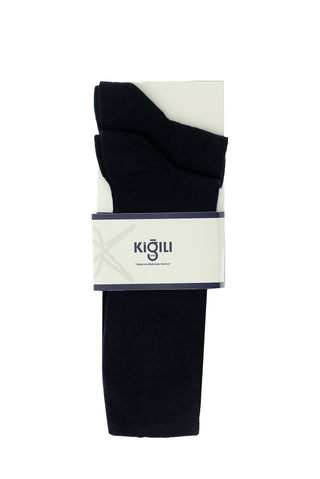  Lacivert 2'li Pamuklu Desenli Çorap Seti