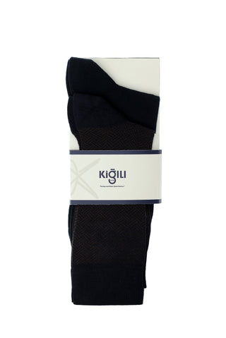  Açık Lacivert 2'li Pamuklu Desenli Çorap Seti