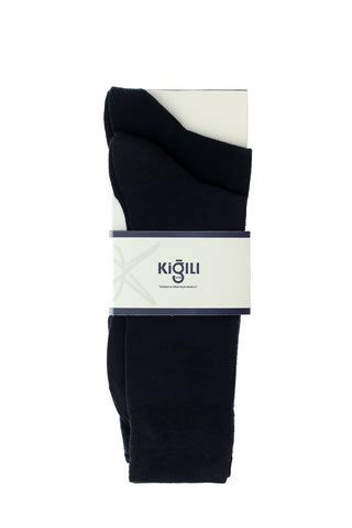  Lacivert 2'li Pamuklu Desenli Çorap Seti