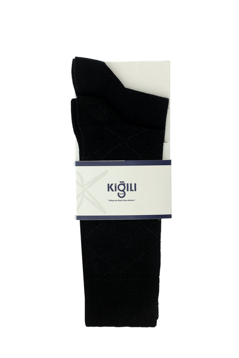 Açık Siyah 2'li Pamuklu Desenli Çorap Seti