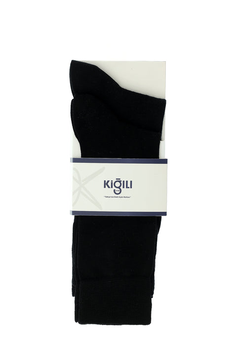 Siyah 2'li Pamuklu Desenli Çorap Seti