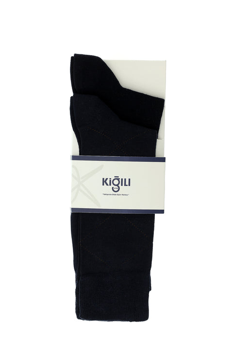 Açık Lacivert 2'li Pamuklu Desenli Çorap Seti