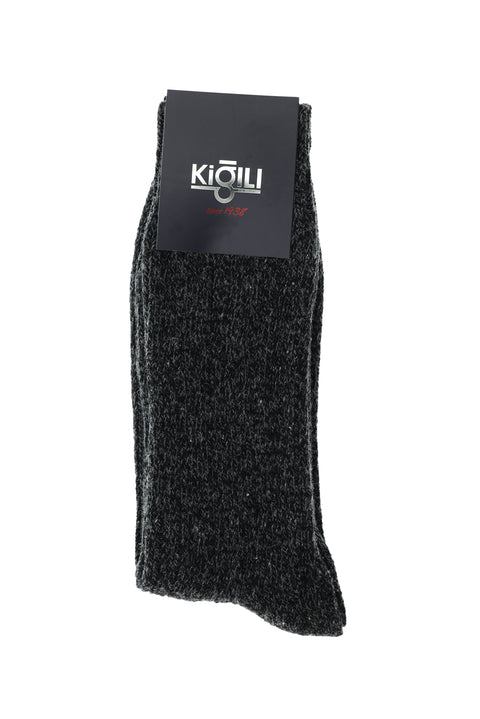 Siyah Tekli Yünlü Desenli Çorap