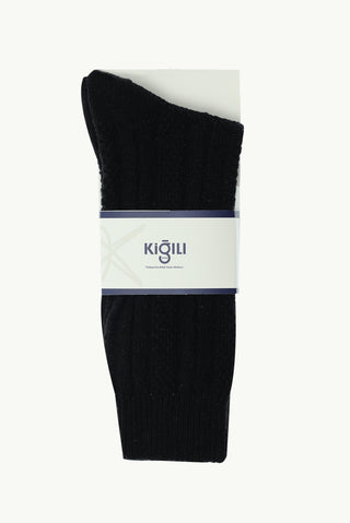  Siyah Tekli Desenli Yünlü Çorap