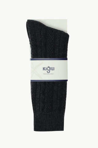  Orta Anrasit Melanj Tekli Desenli Yünlü Çorap