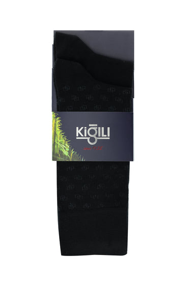 Siyah 2'li Desenli Bambu Çorap Seti