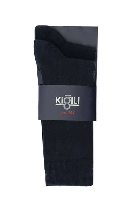 Orta Lacivert 2'li Desenli Pamuklu Çorap Seti