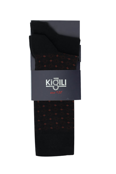 Açık Siyah 2'li Desenli Pamuklu Çorap Seti