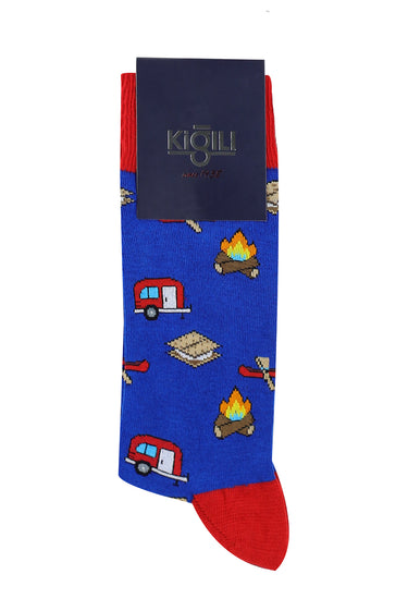  Mavi Tekli Desenli Pamuklu Çorap