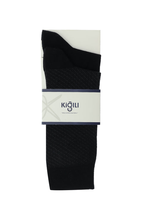 Black 2-Pack Patterned Cotton Socks Set