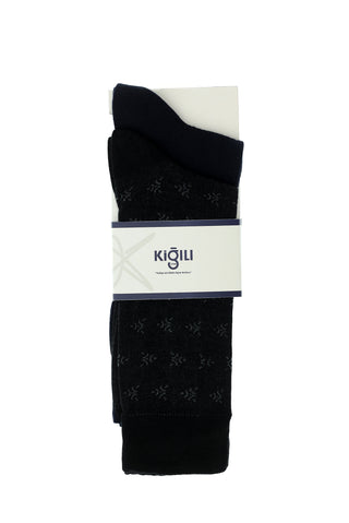  Açık Siyah 2'li Pamuklu Desenli Çorap Seti