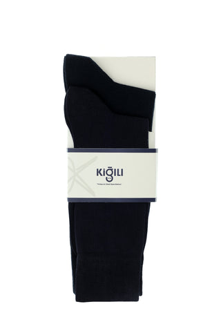  Lacivert 2'li Pamuklu Desenli Çorap Seti