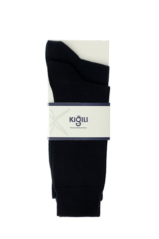  Lacivert 2'li Pamuklu Desenli Çorap Seti