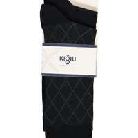 Siyah 2'li Pamuklu Likralı Esnek Desenli Çorap Seti