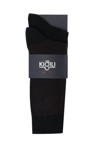  Koyu Bordo 2'li Desenli Pamuklu Çorap Seti