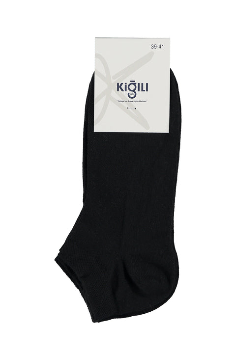 Siyah 2'li Pamuklu Likralı Rahat Esnek Desenli Spor Çorap Seti
