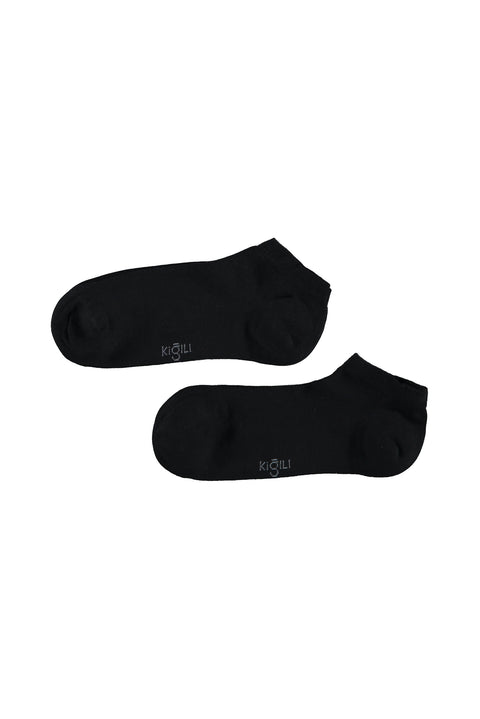 Siyah 2'li Pamuklu Likralı Rahat Esnek Desenli Spor Çorap Seti