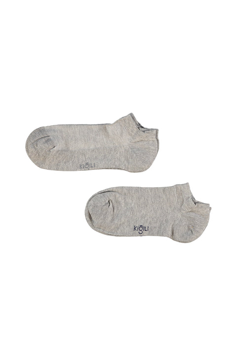 Orta Gri Melanj 2'li Pamuklu Likralı Rahat Esnek Desenli Spor Çorap Seti