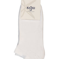 Beyaz 2'li Pamuklu Likralı Rahat Esnek Desenli Spor Çorap Seti