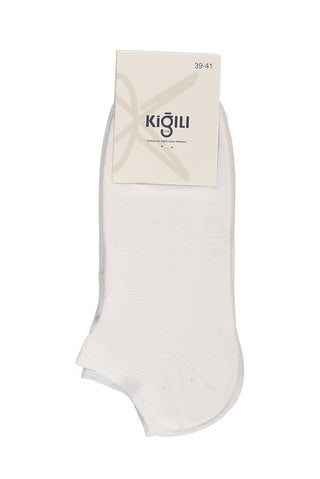  Beyaz 2'li Pamuklu Likralı Rahat Esnek Desenli Spor Çorap Seti