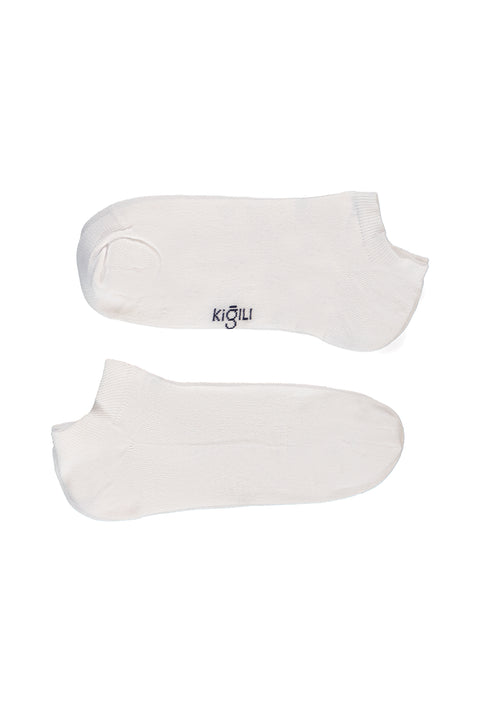 Beyaz 2'li Pamuklu Likralı Rahat Esnek Desenli Spor Çorap Seti