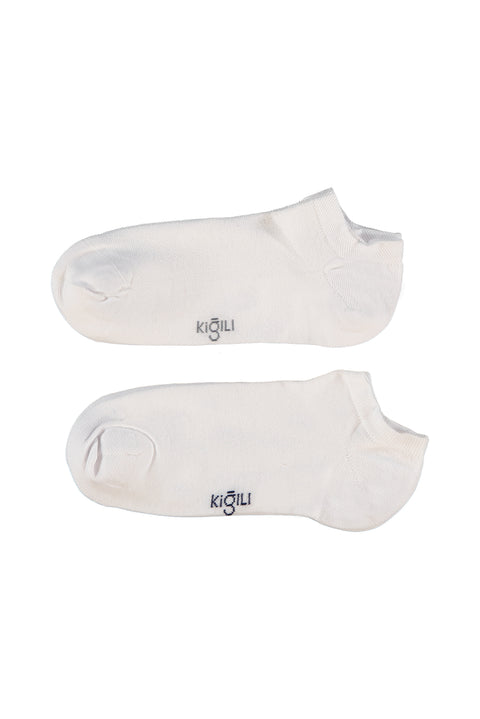 Beyaz 2'li Pamuklu Likralı Rahat Esnek Desenli Spor Çorap Seti
