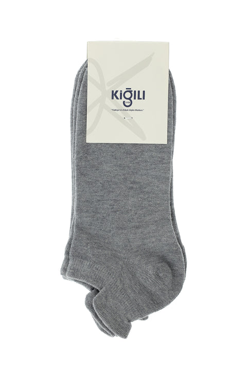 Açık Gri Melanj 2'li Pamuklu Spor Çorap Seti