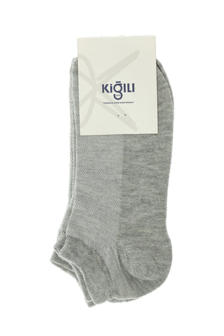  Açık Gri Melanj 2'li Pamuklu Spor Çorap Seti