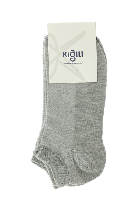 Açık Gri Melanj 2'li Pamuklu Spor Çorap Seti