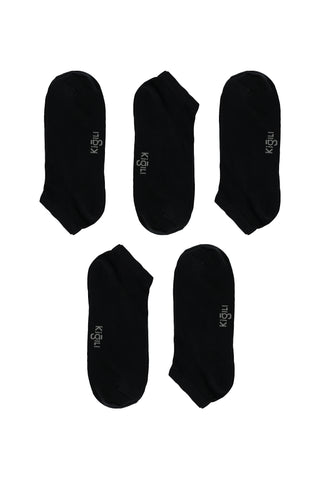  Siyah 5'li Pamuklu Dikişsiz Spor Çorap Seti