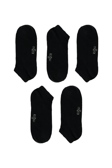 Siyah 5'li Pamuklu Dikişsiz Spor Çorap Seti