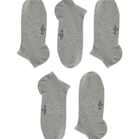 Orta Gri 5'li Pamuklu Dikişsiz Spor Çorap Seti