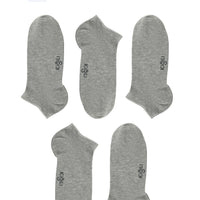 Mid Gray 5-Pack Cotton Lycra Flexible Seamless Sports Sock Set