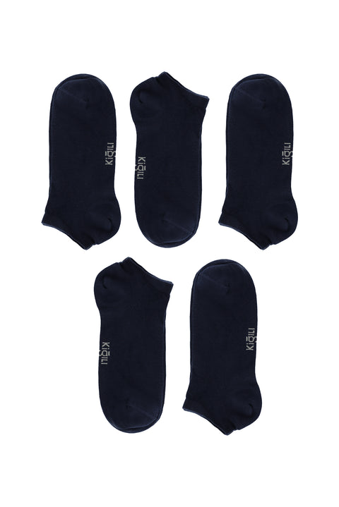 Koyu Lacivert 5'li Pamuklu Likralı Esnek Dikişsiz Spor Çorap Seti