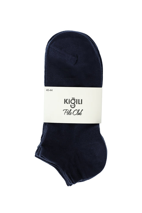 Koyu Lacivert 5'li Pamuklu Likralı Esnek Dikişsiz Spor Çorap Seti